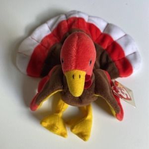 Ty Beanie Baby Gobbles the Turkey Plush with Tags Thanksgiving P.E. Pellets 1996